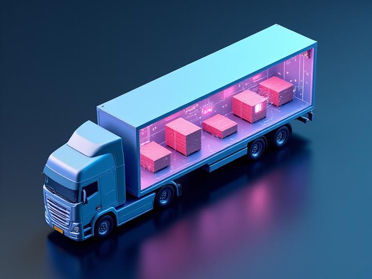 Infographic of temperature monitoring sensors inside a logistics trailer