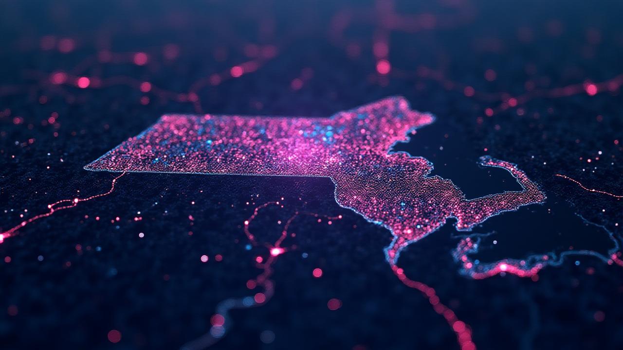 Stylized delivery routes across Tewksbury and Merrimack Valley region